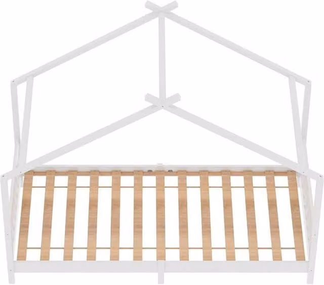 FORGEVIO White Solid Wood Single Bed Frame for Children