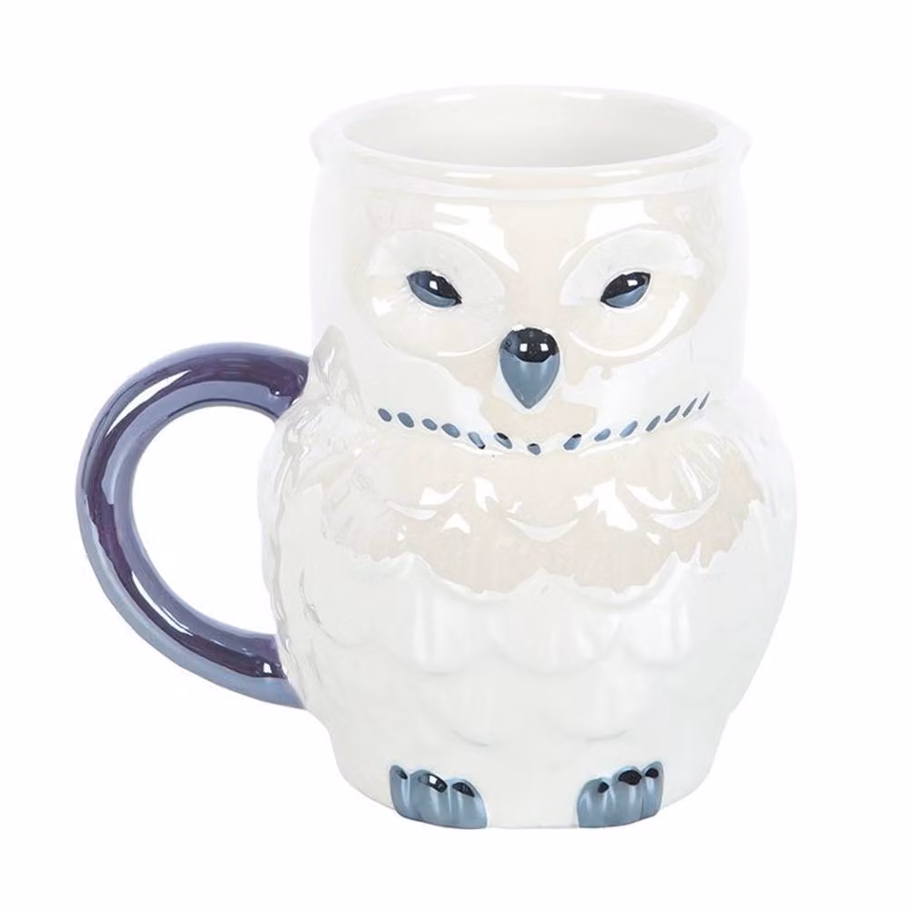 Uniqueful Owl Shaped Iridescent Ceramic Mug in White, 1000ml – 3