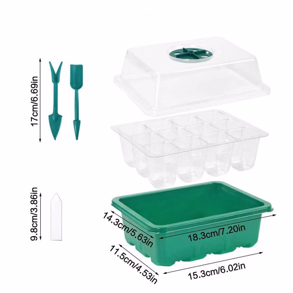 EONLION 10-Piece 12-Hole Seed Starter Trays in Green and Transparent Plastic – 2