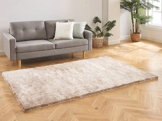 Vente-unique Ultra Soft Shaggy Shag Rug in Beige, W: 140 cm, L: 200 cm – 1