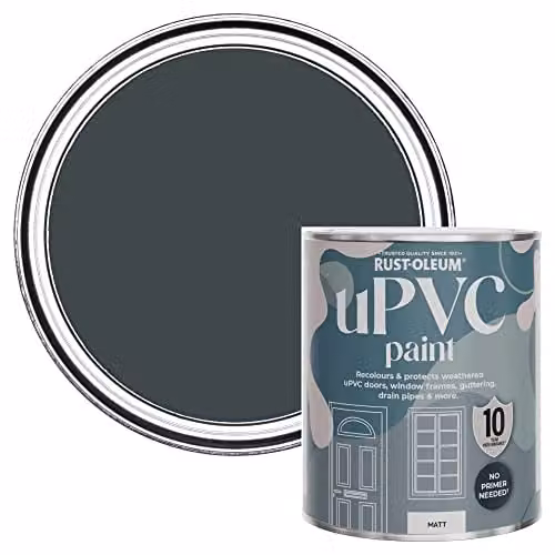 Rust-Oleum Water-Based Matt uPVC Door and Window Paint in Black Sand, 0.75 l – 1
