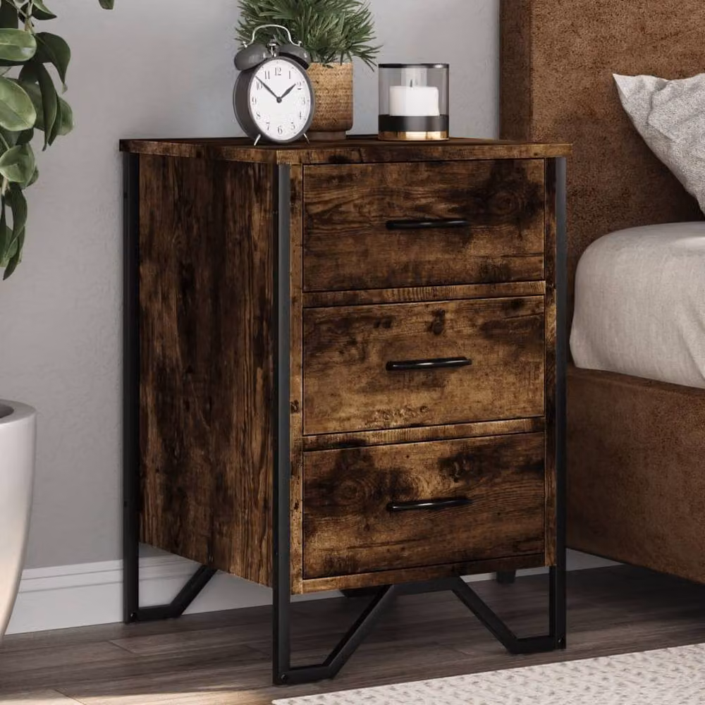 Berkfield Home Bedside Cabinet in Smoked Oak Brown, W/D/H: 40 x 41 x 60 cm – 2