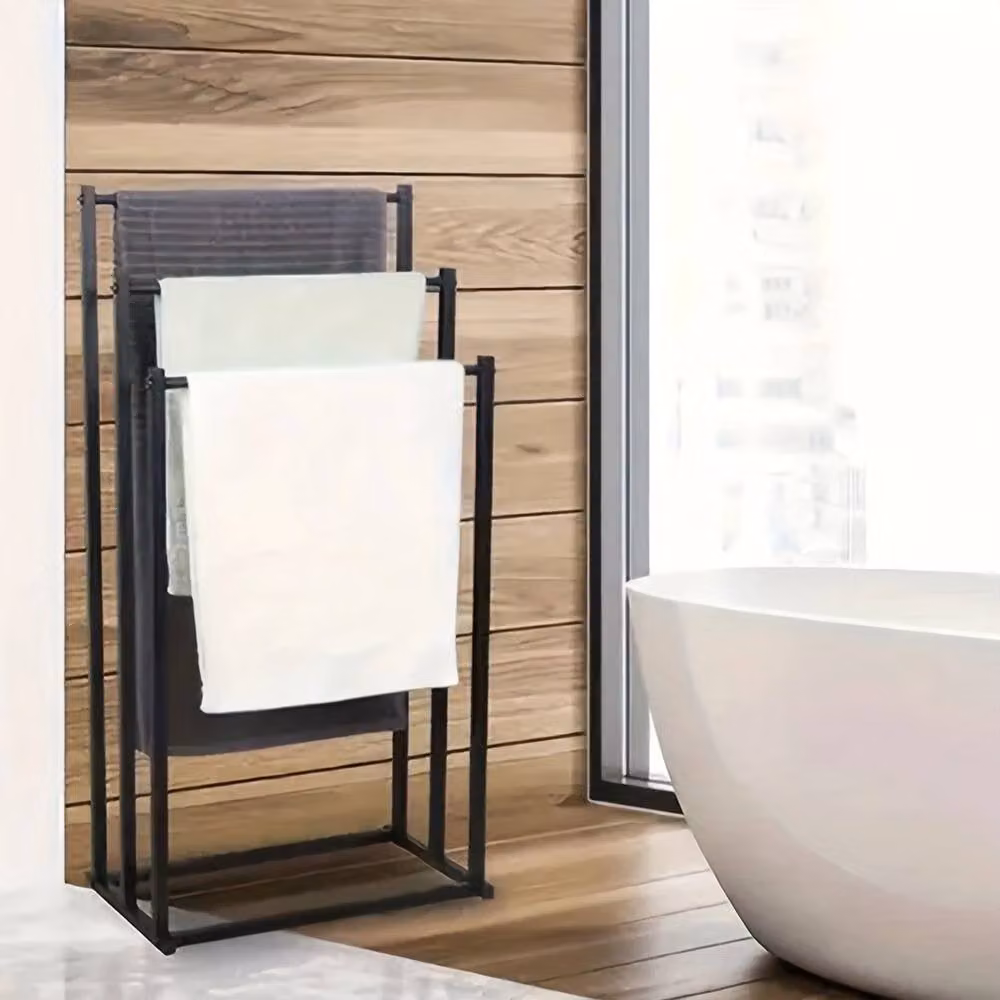 Havendro 3-Tier Freestanding Metal Bathroom Towel Rail Storage Rack, Black, W/D/H: 44 x 21 x 86 cm – 5