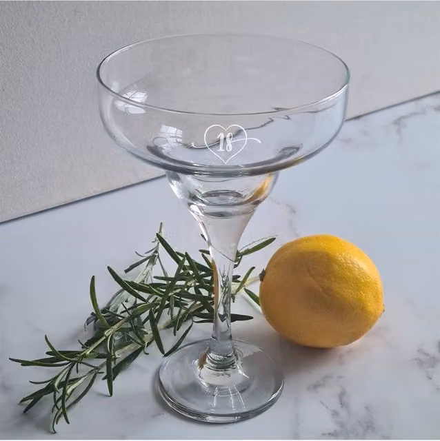 Afewhometruths Engraved 18th Birthday Cocktail Glass in Clear