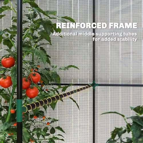 Outsunny Walk-in Greenhouse with Mesh Windows and Roller Door, White, W/D/H: 140 x 140 x 200 cm – 3