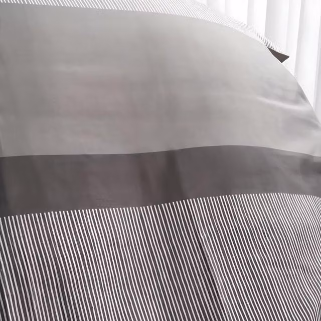 OHS Modern Striped Duvet Cover Set in Grey