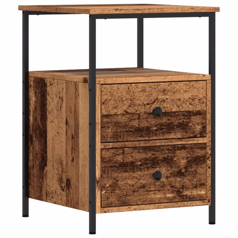 Berkfield Home Set of 2 Bedside Cabinets in Old Wood Brown, W/D/H: 34 x 35.5 x 50 cm – 4