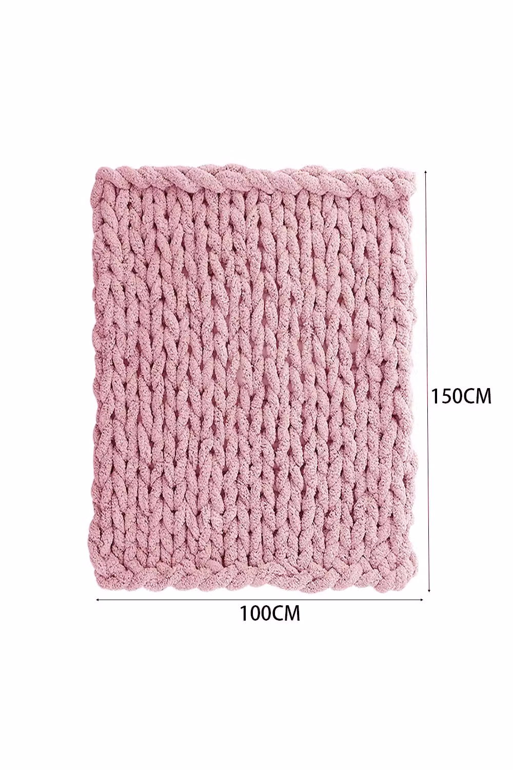 Living and Home Chunky Knit Fluffy Throw Blanket in Pink, W/D/H: 100 x 150 cm – 3