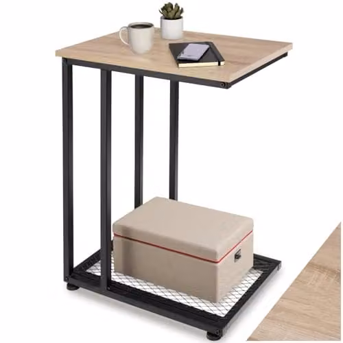 tectake Eton Bedside Table in Industrial Style, Oak, W/D/H: 48 x 35 x 66 cm – 1