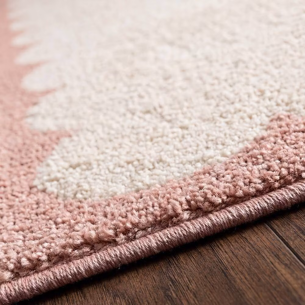 Livabliss Fossay Shag Washable Modern High Pile Living Room Rug in Ivory, Black and Pink, W: 160 cm, L: 215 cm – 2