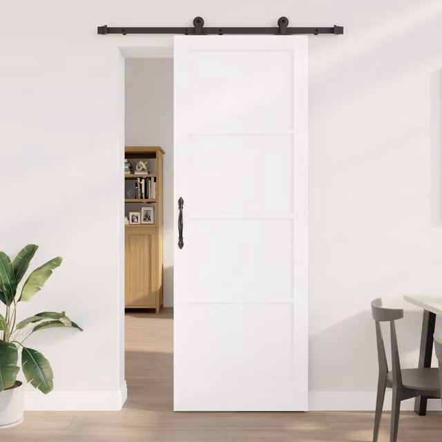 Berkfield Home Orkdal Modern Sliding Door with Hardware Set in White Lacquered Solid Wood Pine, H: 232 cm, W: 83 cm, D: 2 cm – 1