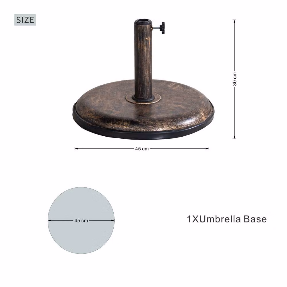 MIMO Gold Parasol Base with Iron Effect Pattern, 15kg Concrete Stand – 2