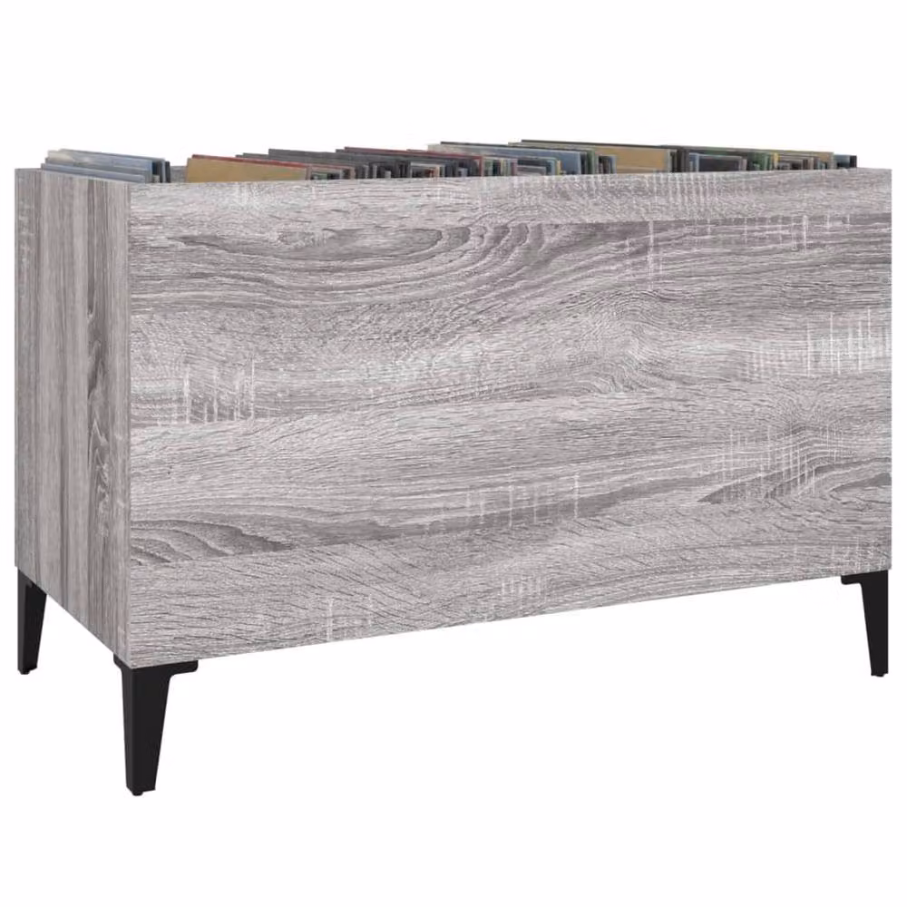 Berkfield Home Record Cabinet in Grey Sonoma, W/D/H: 74.5 x 38 x 48 cm – 2