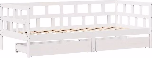 Berkfield Home Practical Daybed with Drawers in White Solid Pine, W/D/H: 203.5 x 90 x 68.5 cm