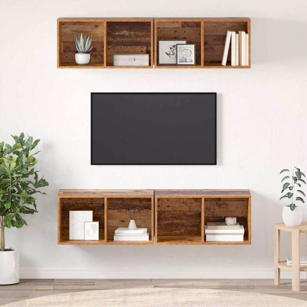 Berkfield Home Wall Mounted TV Cabinet in Brown, W/D/H: 37 x 37 x 72 cm – 2