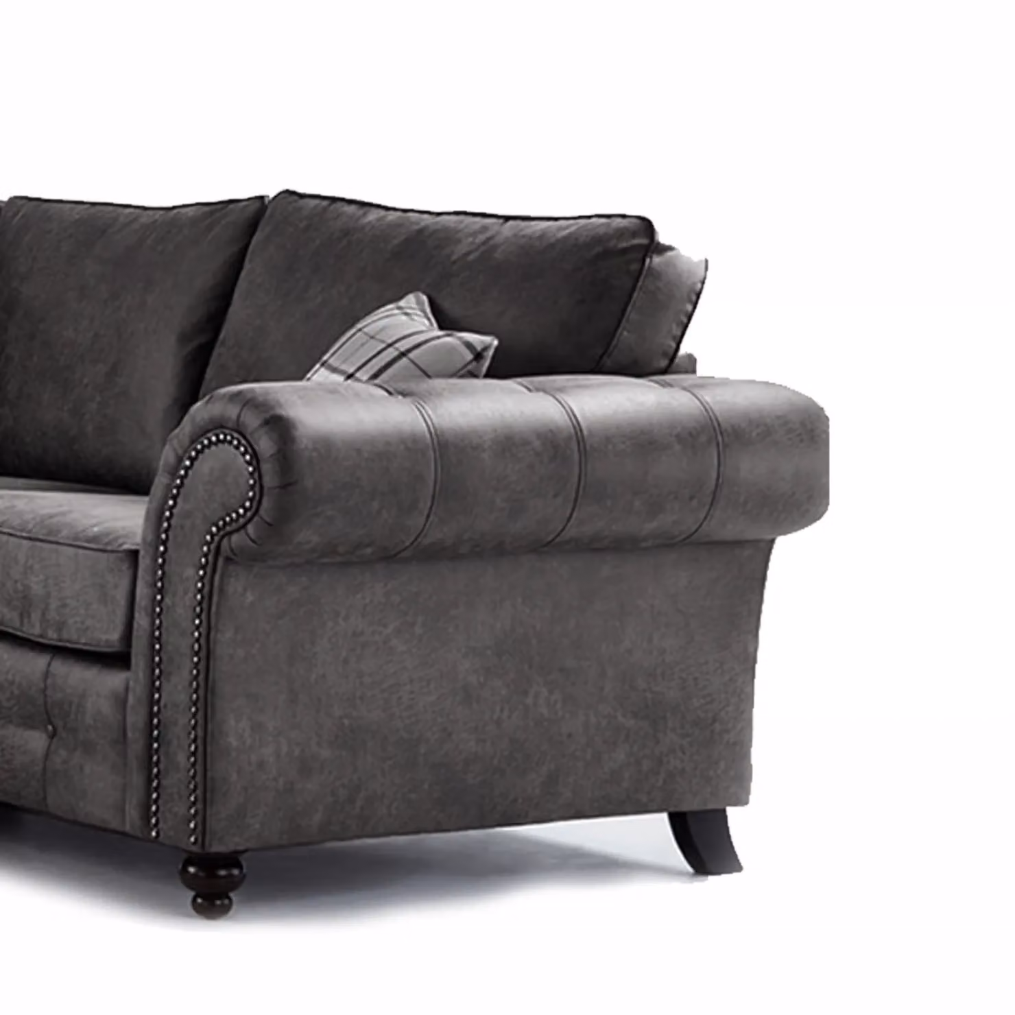 Furnishings For Less UK Oakland Charcoal Chesterfield 5 Seater L Shape Large Corner Sofa in Synthetic Leather – 2