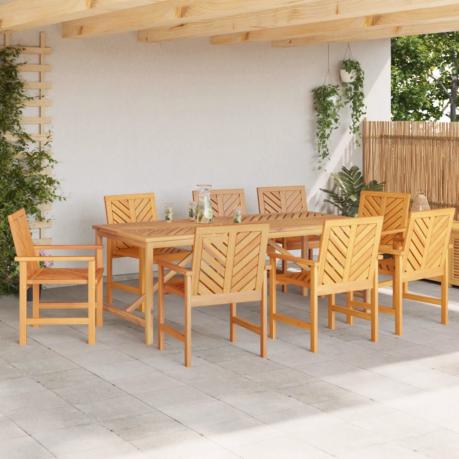 Berkfield Home 8-Piece Brown Acacia Wood Garden Dining Set – 3
