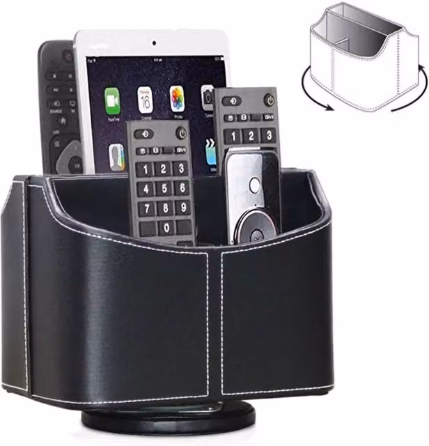 EONLION Rotating TV Remote Control Holder and Table Storage Box in Black – 1