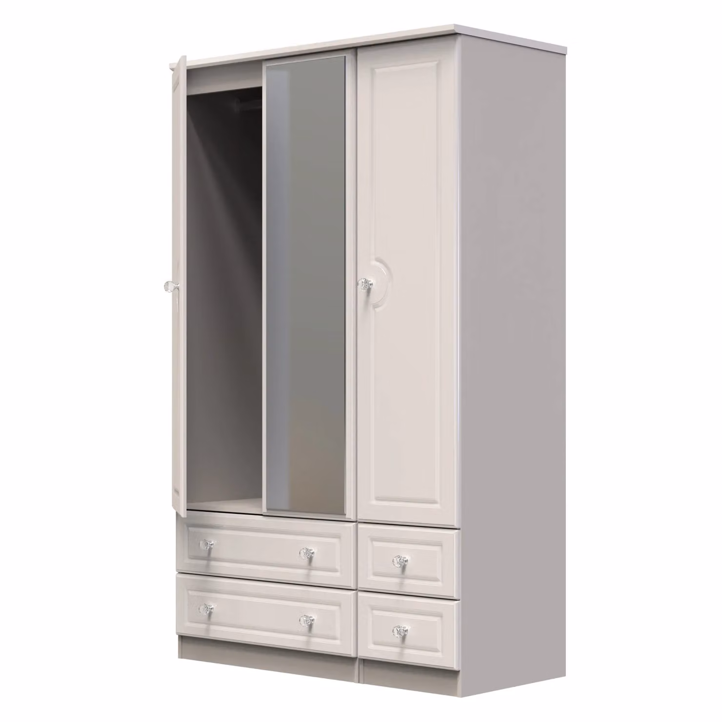 2 U Stratford Ready Assembled Triple Wardrobe with Mirror and Three Drawers in Taupe – 2