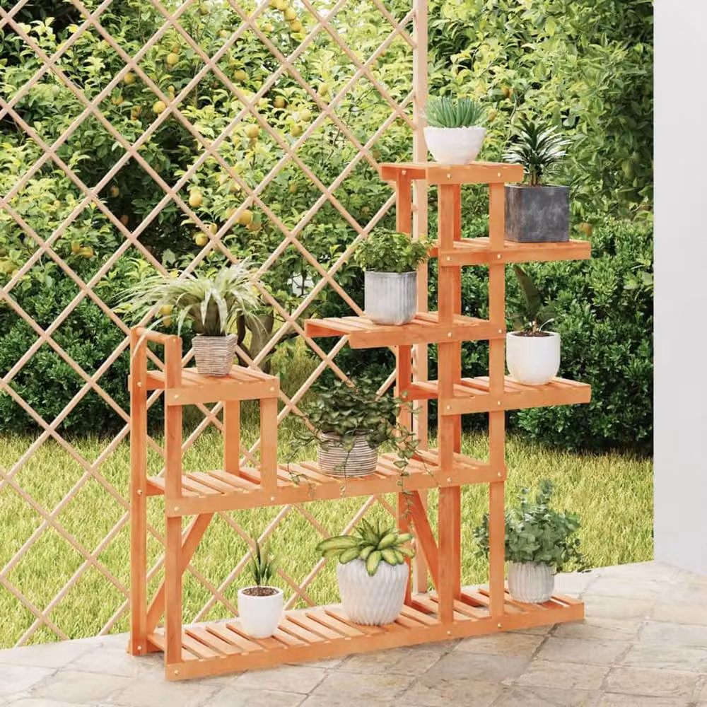 Berkfield Home Elegant Flower Stand in Brown Solid Wood, W/D/H: 110 x 25 x 111 cm – 2