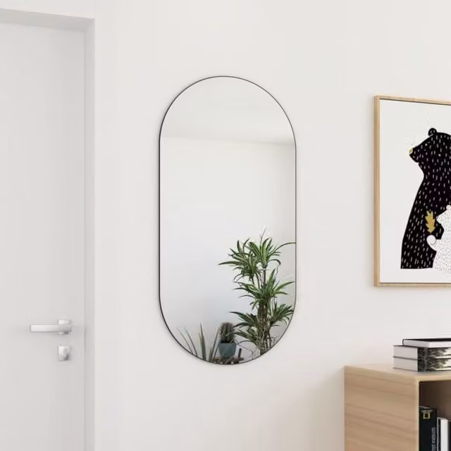 Berkfield Home Rectangular Glass Wall Mirror in White, W: 100 cm, H: 50 cm – 1