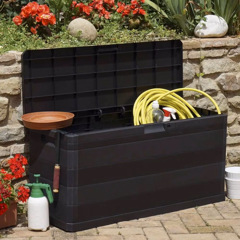 Berkfield Home Garden Storage Box in Black, W/D/H: 117 x 45 x 56 cm – 3
