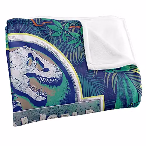 LOGOVISION Jurassic World Jungle Logo Super Soft Fleece Throw Blanket, Multicolour, W: 152 cm, D: 127 cm – 2