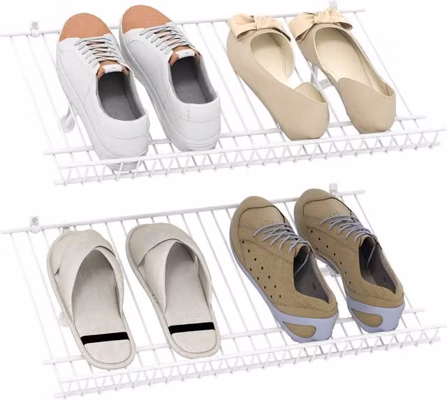Gymax Set of 2 White Metal Wire Wall Mounted Shoe Racks – 1