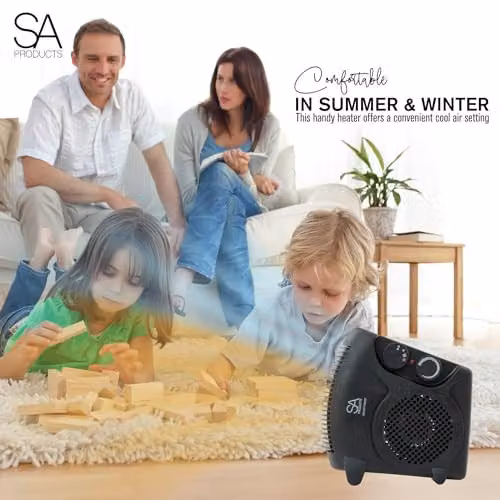 Tanness Black Fan Heater with 2 Heat Settings, Cool Mode and Thermostat – 4
