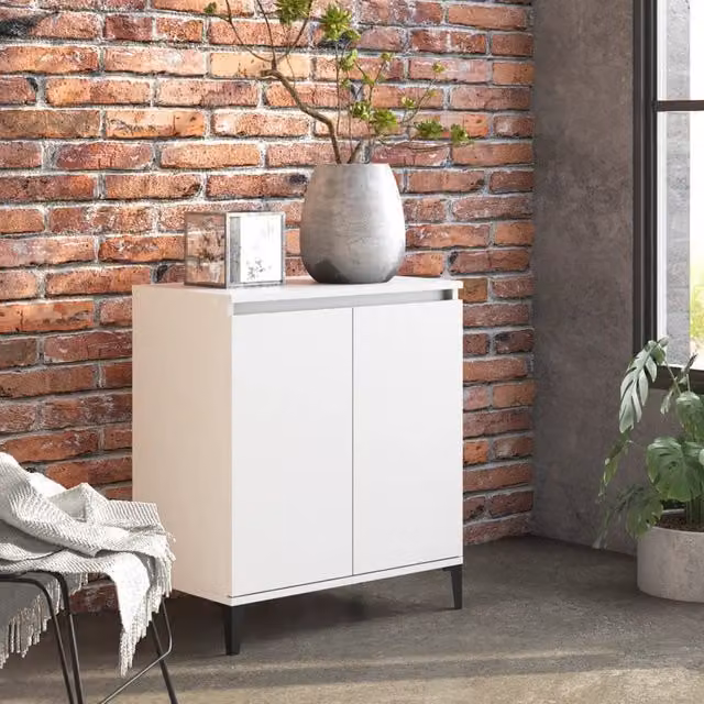 Berkfield Home White Industrial Sideboard in MDF and Metal, W/D/H: 60 x 35 x 70 cm