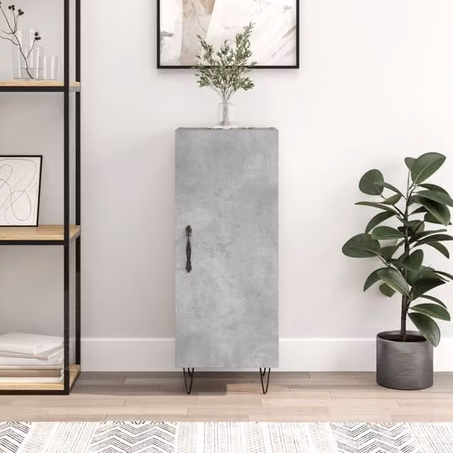Berkfield Home Sideboard in Concrete Grey, W/D/H: 34.5 x 34.5 x 90 cm