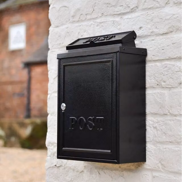 NESTLUNE Black Simplistic Locking Wall Mounted Post Box