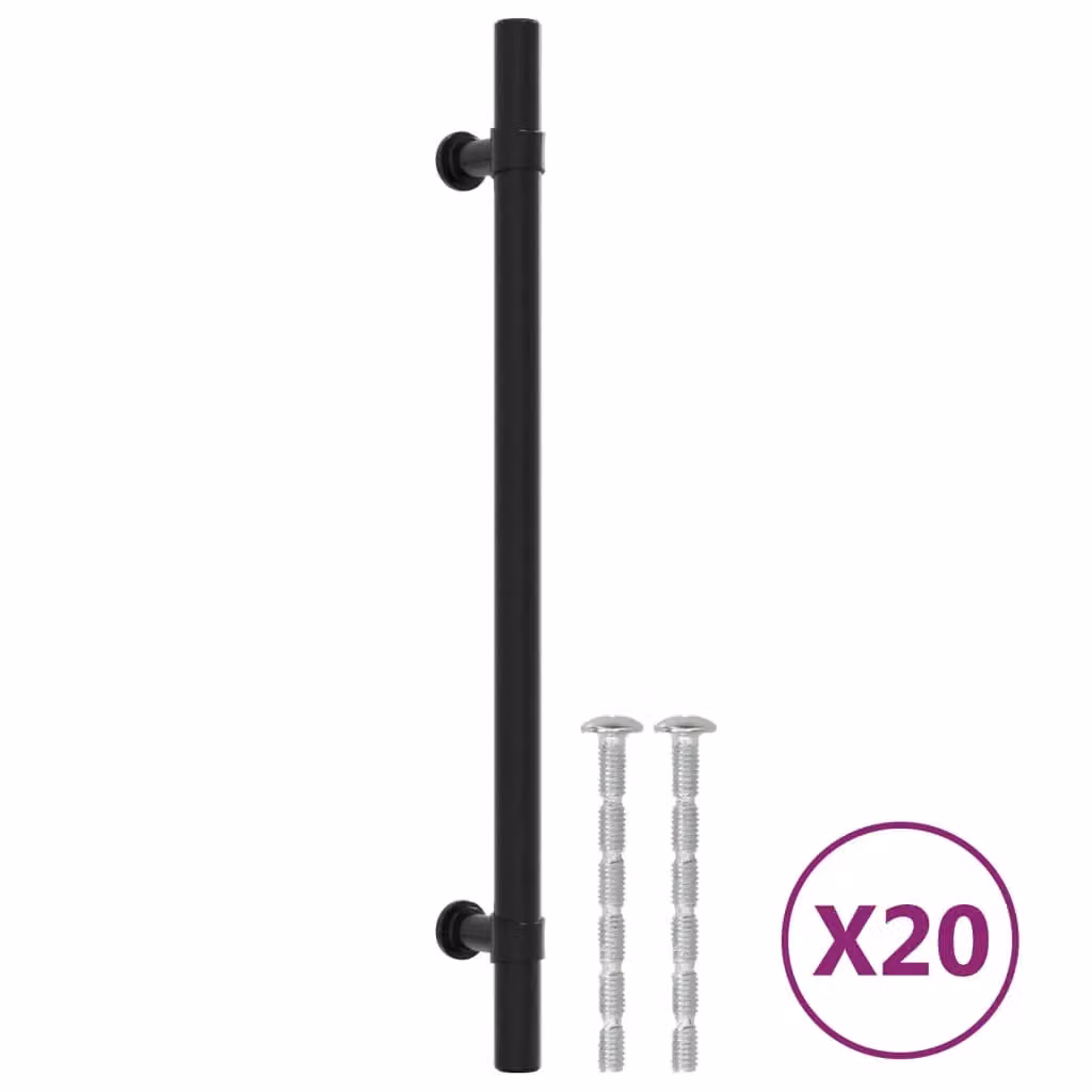 Berkfield Home Matt Black Stainless Steel Bar Cabinet Handles, 20 Pack, Length: 192 mm – 2