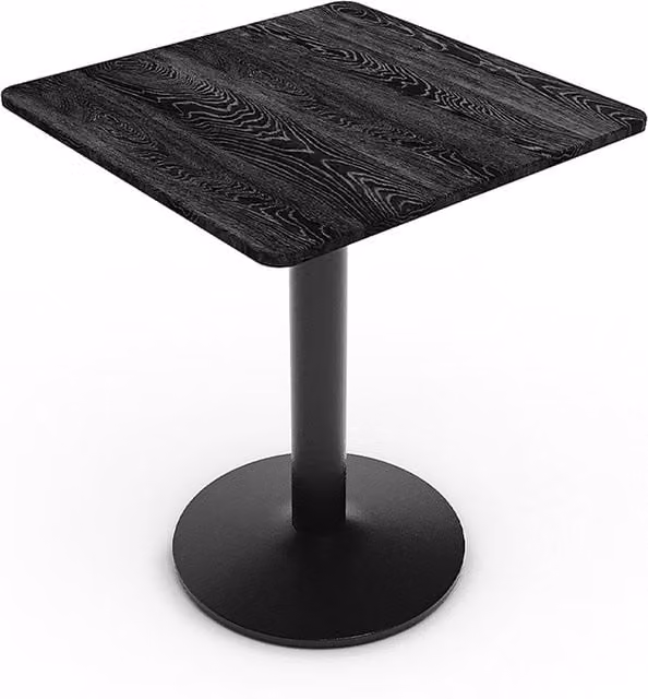 Homescape Collective Square Wooden Coffee Table with Metal Base in Black