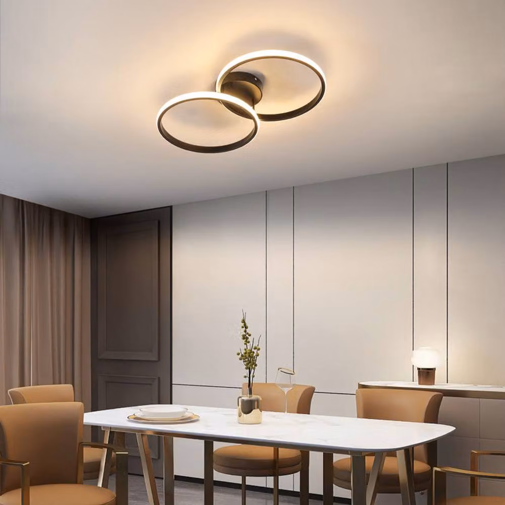 COMELY Modern Round LED Ceiling Light, 38W Dimmable with Remote Control, Black – 2