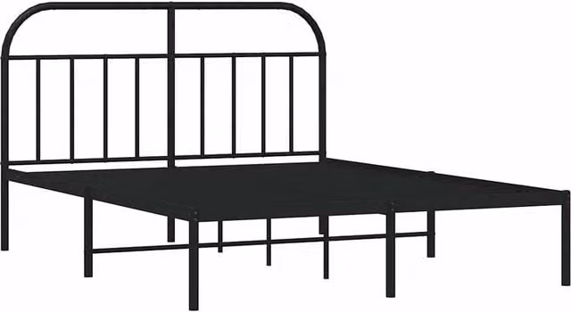 Berkfield Home Metal Bed Frame with Headboard in Black, W/D/H: 140 x 190 cm – 1