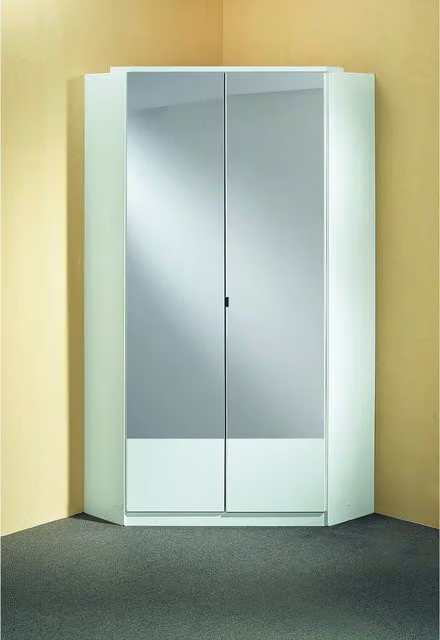 Imago White 2 Door Corner Wardrobe with Mirror and Internal Shelving