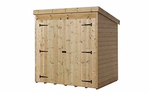 EMS Retail Empire 4000 Pent Garden Shed in Brown, Pressure Treated Shiplap Tongue and Groove with Double Doors – 1