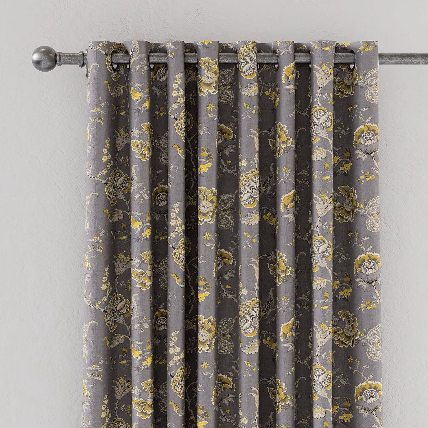 V & A Palampore Trail Floral Lined Eyelet Curtains in Grey, Width: 228 cm, Drop: 183 cm – 4