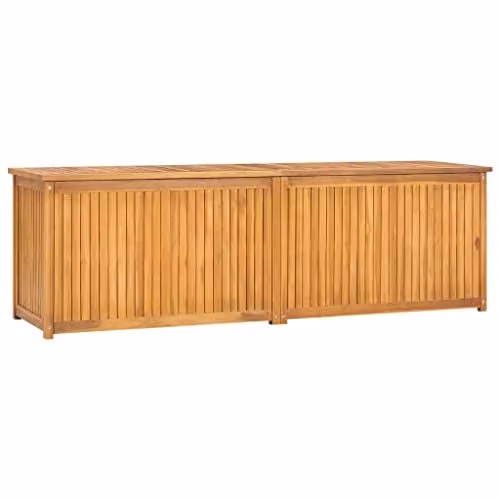 vidaXL Brown Lacquered Teak Wood Garden Box with Removable Lid, W/D/H: 175 x 50 x 55 cm – 1