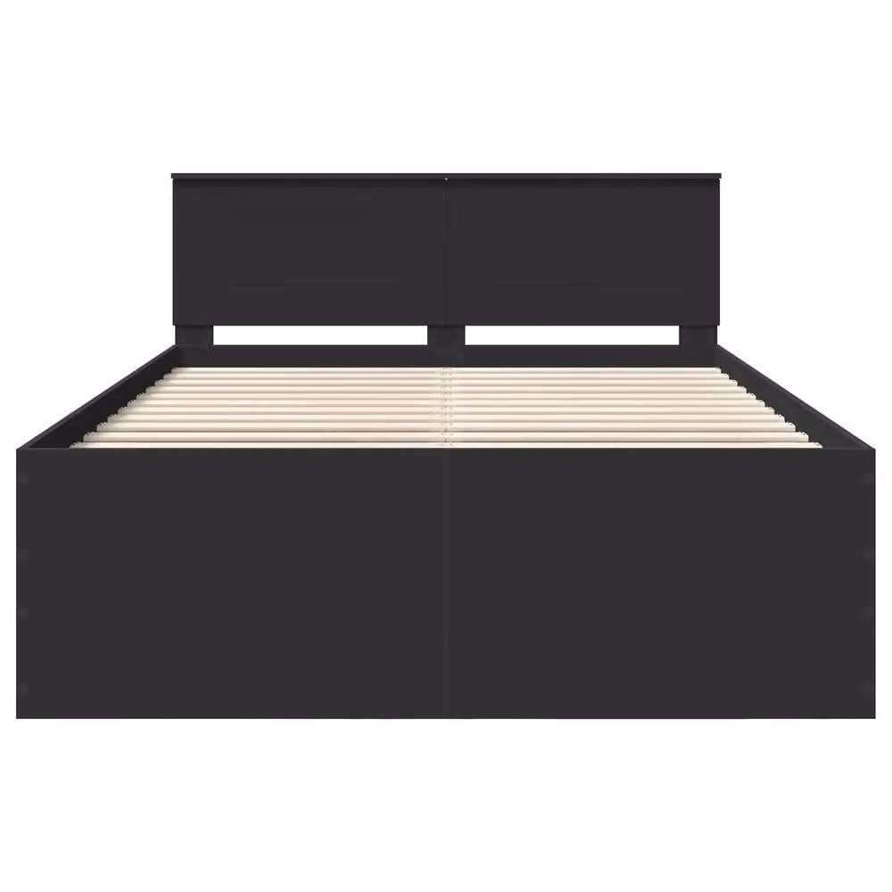 Berkfield Home Modern Bed Frame with Headboard in Black, Engineered Wood, 150 x 200 cm – 3