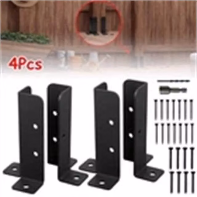 Nordara Set of 8 Metal Post Support Fence Brackets in Matt Black