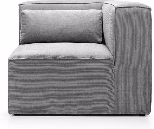 Abakus Direct Doris Reversible L-Shaped Modular Corner Sofa in Light Grey Cord Chenille Fabric, W/D/H: 94 x 94 x 73 cm