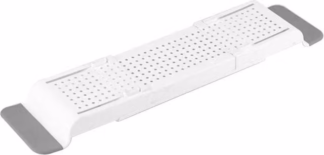 KORVIXA White Extendable and Rustproof Plastic Bath Tub Caddy, W/D/H: 80 x 50 x 1 cm