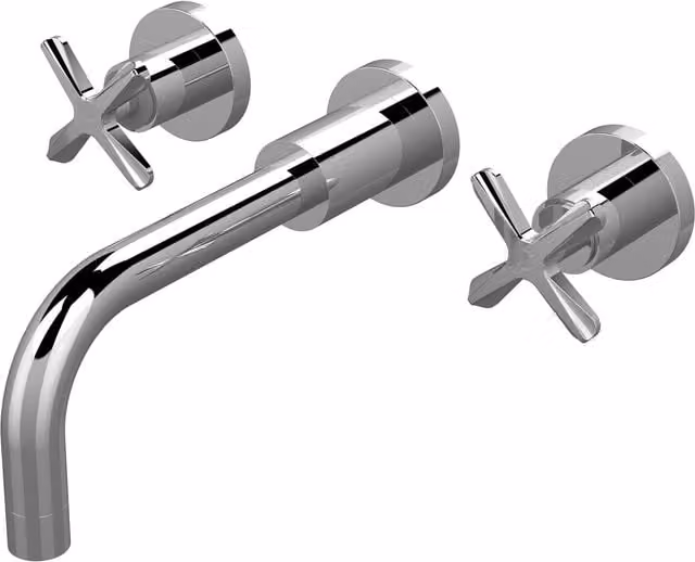 Balterley Connect Wall Mounted 3 Hole Basin Mixer Tap with Two Crosshead Handles in Chrome Silver