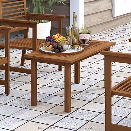 Furinno TIOMAN Natural Teak Oil Outdoor Side Table for Garden and Terrace, W/D/H: 89.4 x 43.9 x 42.9 cm – 2