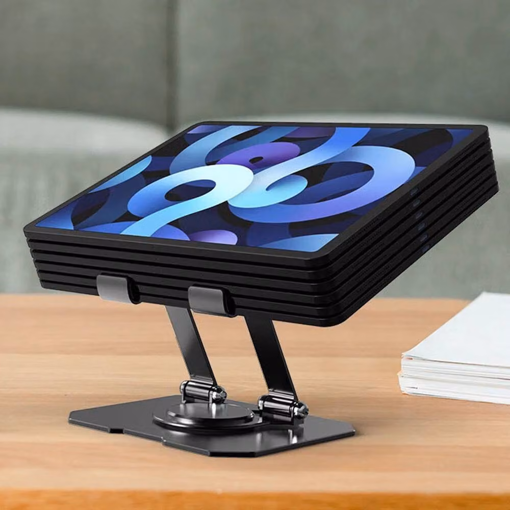 VOGREX Black Portable Metal Desktop Swivel Tablet Stand Holder – 3