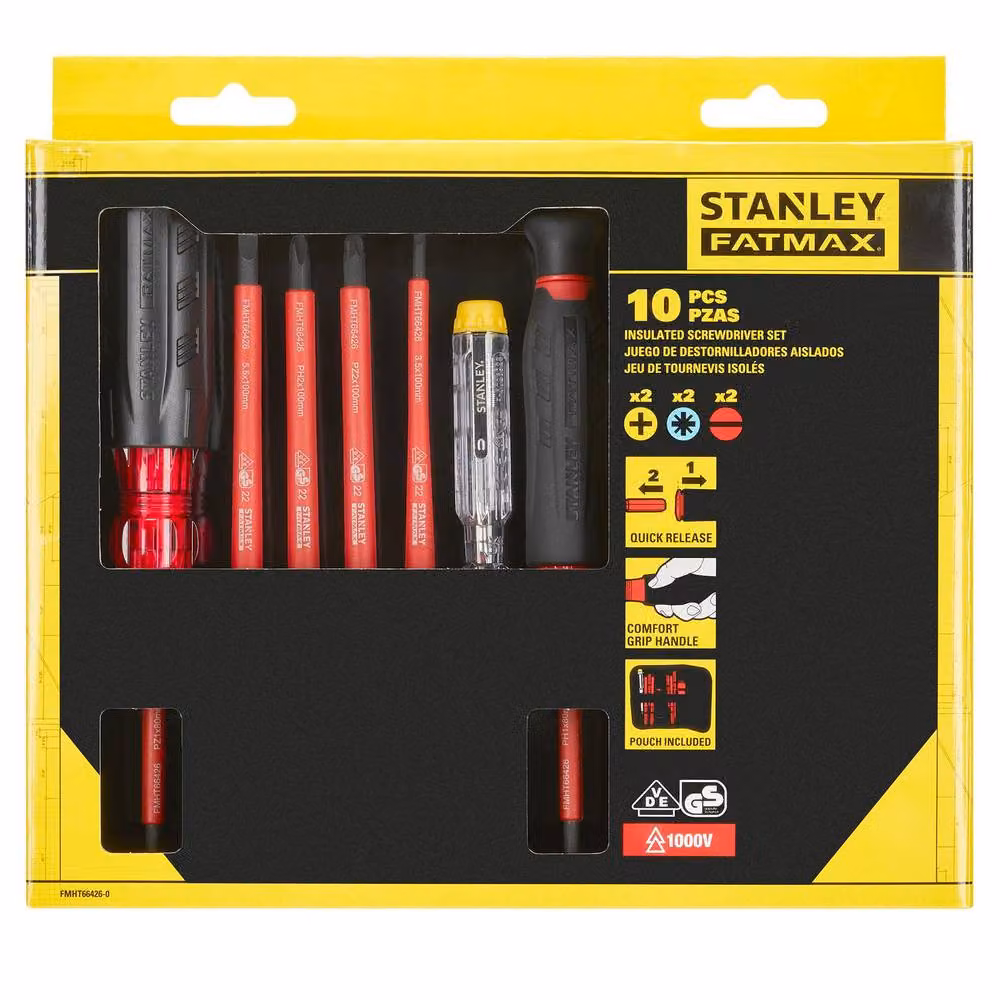 Stanley Fatmax VDE Multipurpose Manual Screwdriver Set, 10 Pack, Multicolour – 2