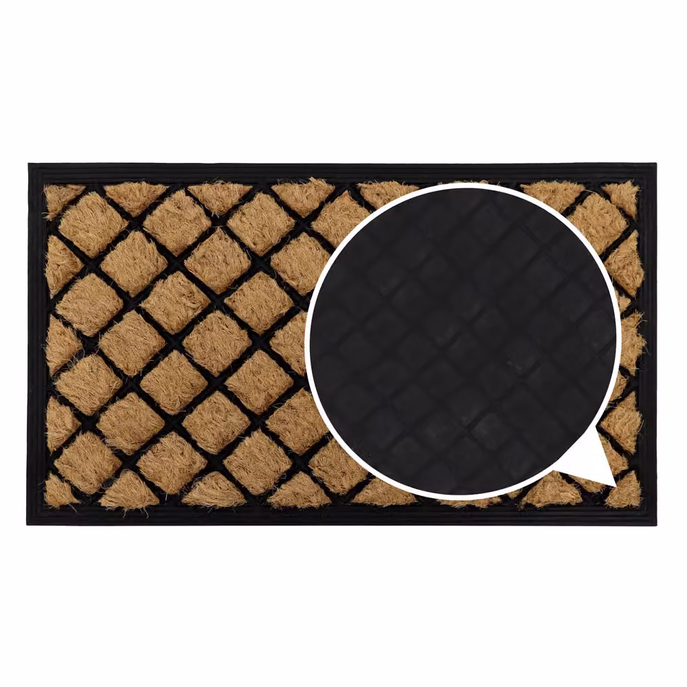 JVL Brown Diamond Grid Coir and Rubber Backed Tuffscrape Doormat, W: 40 cm, D: 70 cm – 3
