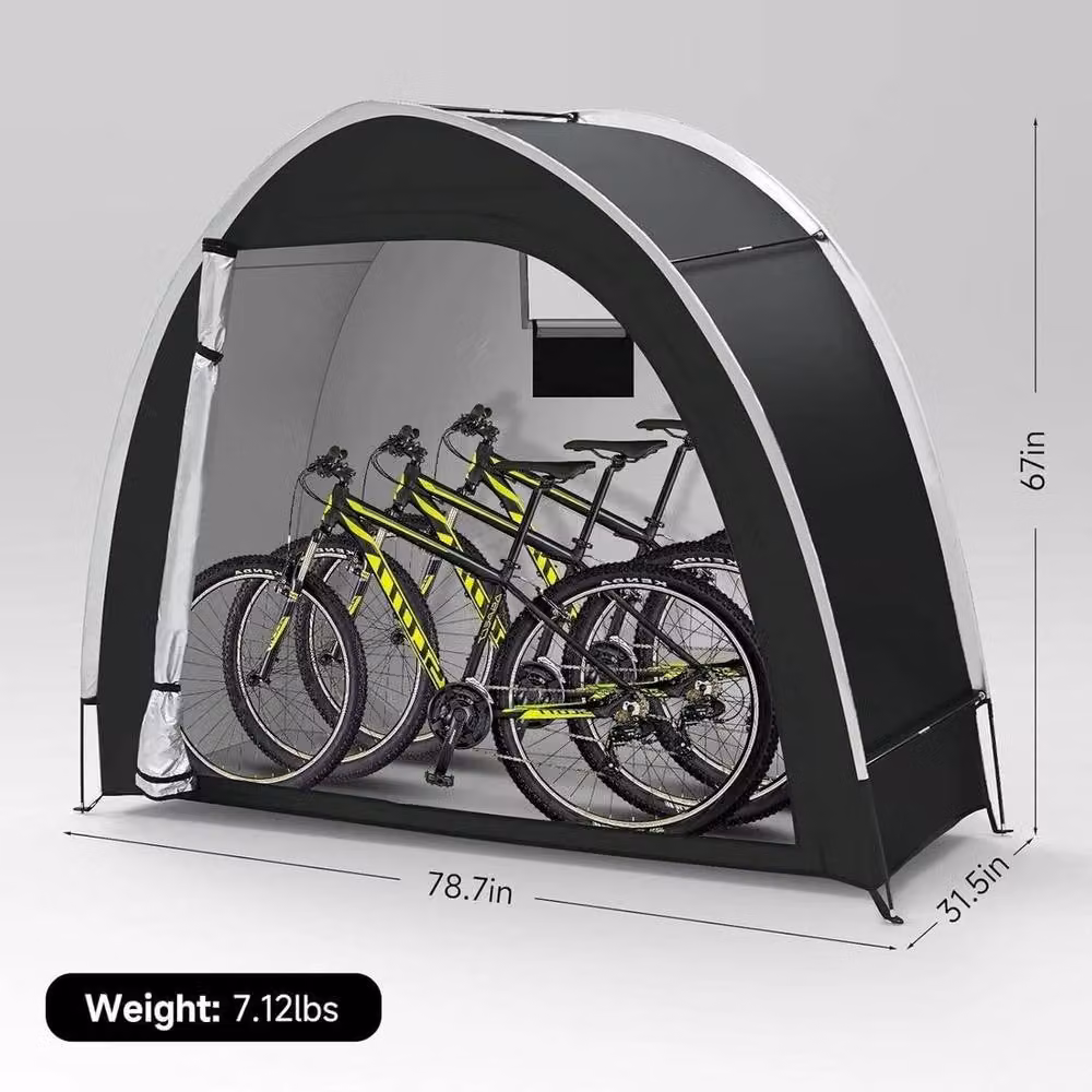 FLAVORA Waterproof Bicycle Storage Tent in Black and Silver, 0.6m2 – 2